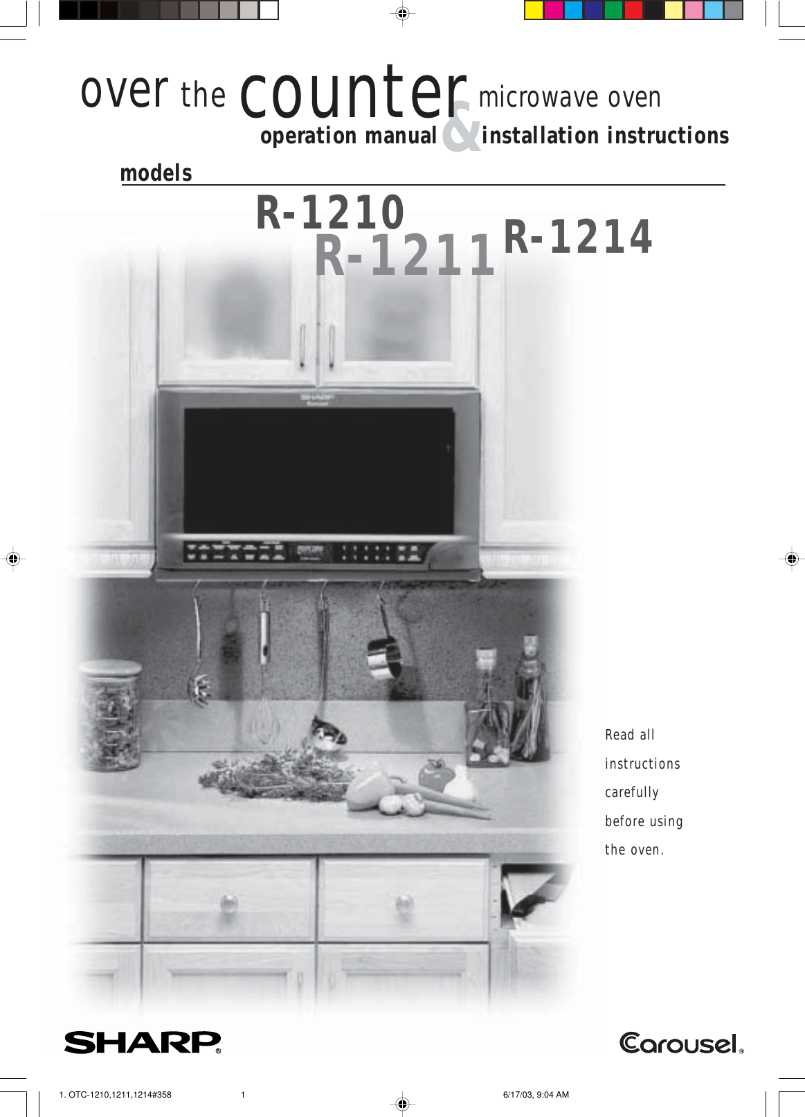 Sharp R 1210 1211 Operation Manual Installation Instructions | 1214