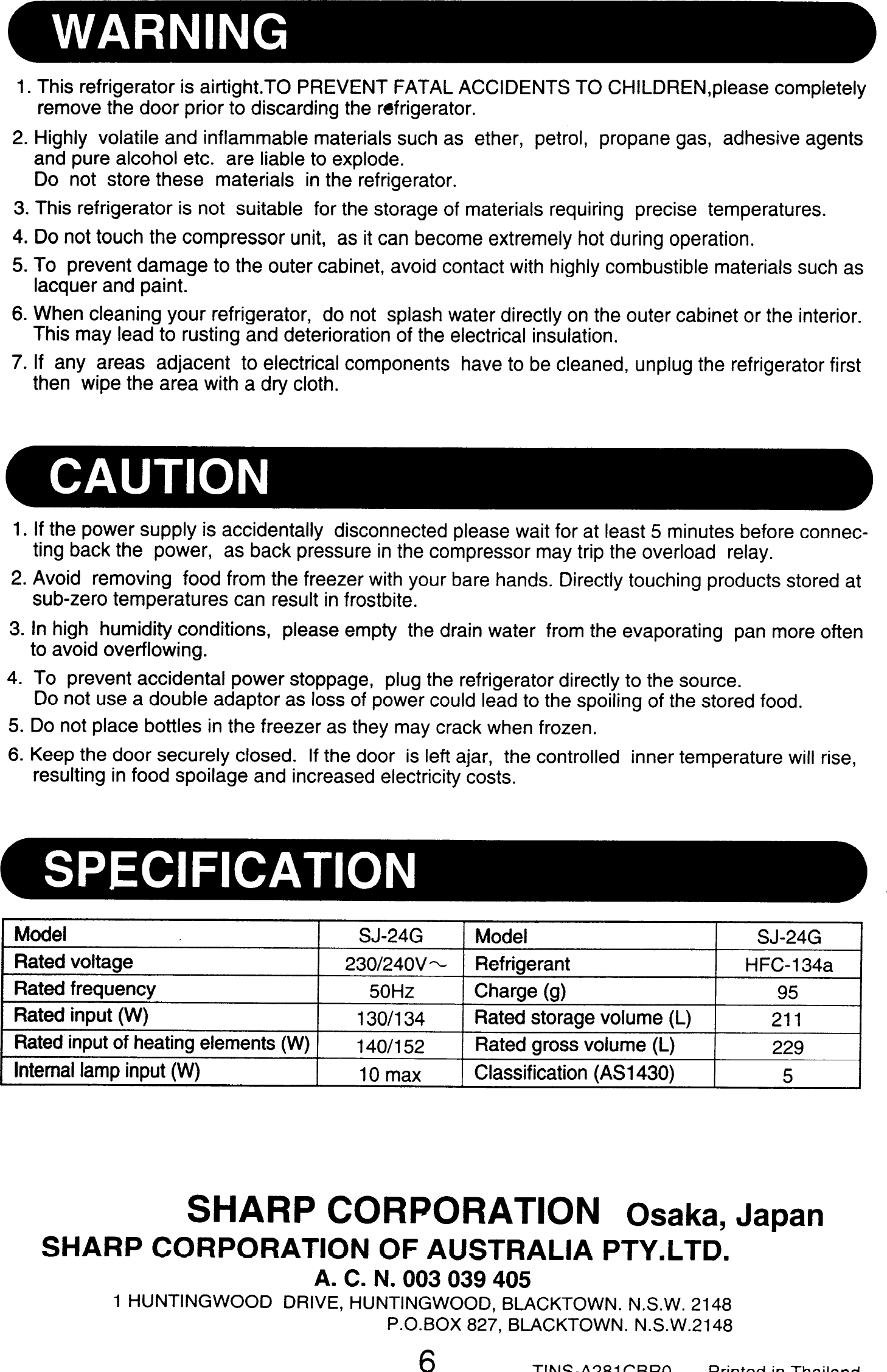 Page 6 of 6 - Sharp SJ-24G User Manual  To The B4251b05-4dfe-4ead-b1f5-c83b8d5b3041