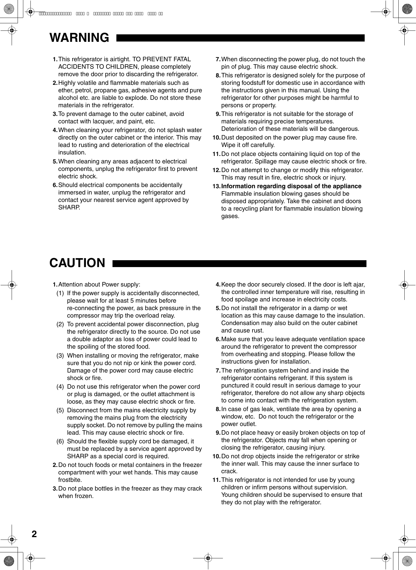 Page 2 of 12 - Sharp SJ-F60PC SJ-F60PS/SJ-F60PC/SJ-F65PS/SJ-F65PC User Manual  To The F4d99689-721c-426f-99a9-2586faa7a37a