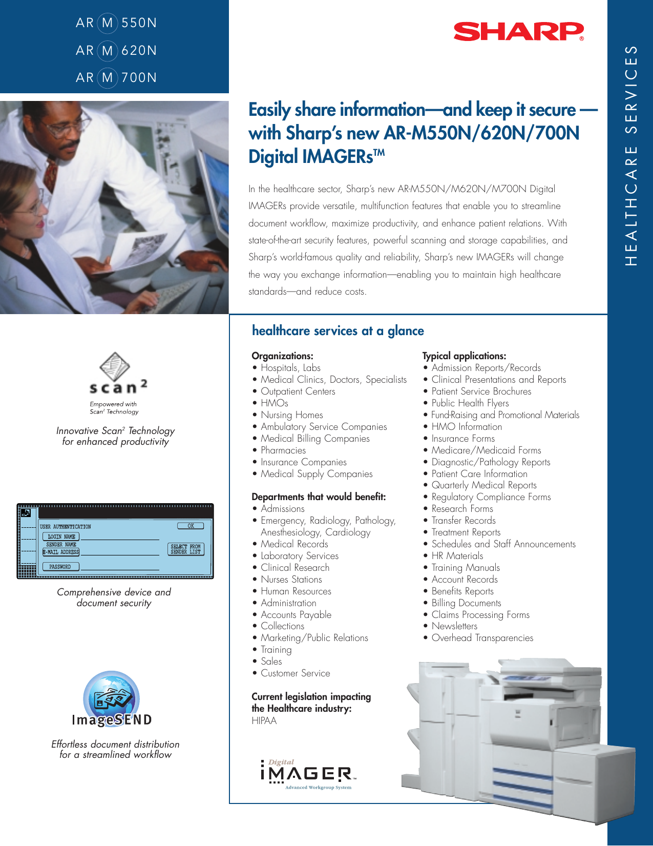 Page 1 of 2 - Sharp Sharp-Ar-M550N-Specification-Sheet- AR-M550N, AR-M620N, AR-M700N & Heathcare Services  Sharp-ar-m550n-specification-sheet