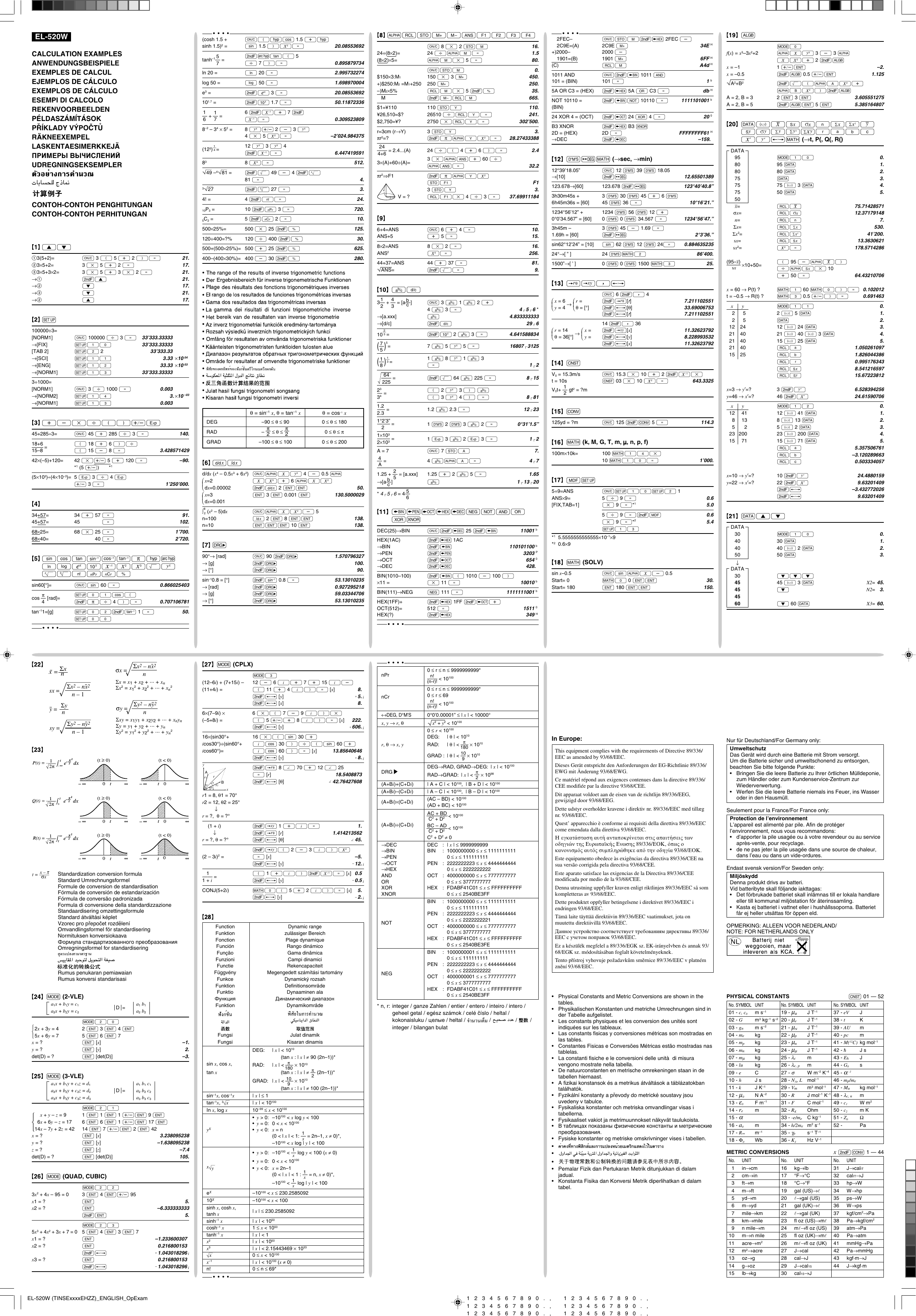Page 6 of 8 - Sharp Sharp-El-520W-Owners-Manual- EL-520W Operation Manual Sharp-el-520w-owners-manual