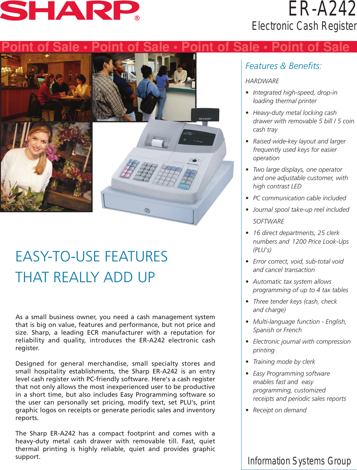 Page 1 of 2 - Sharp Sharp-Er-A242-Specification-Sheet- ER-A242 Specification Sheet Sharp-er-a242-specification-sheet