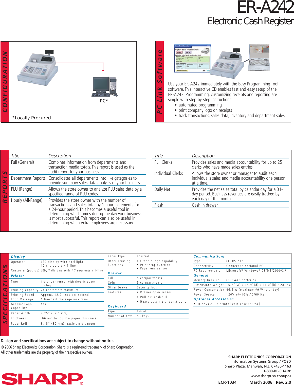 Page 2 of 2 - Sharp Sharp-Er-A242-Specification-Sheet- ER-A242 Specification Sheet Sharp-er-a242-specification-sheet