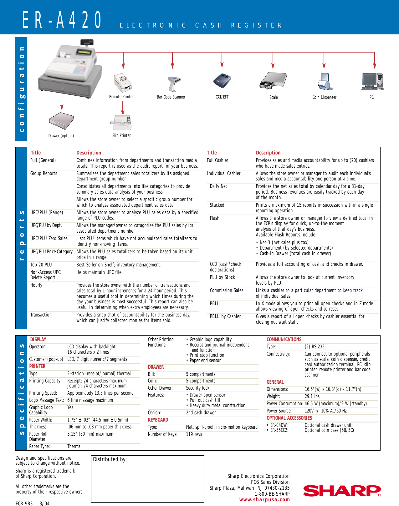 Page 2 of 2 - Sharp Sharp-Er-A420-Brochure- ER-A420 Commercial Cash Register Spec Sheet  Sharp-er-a420-brochure