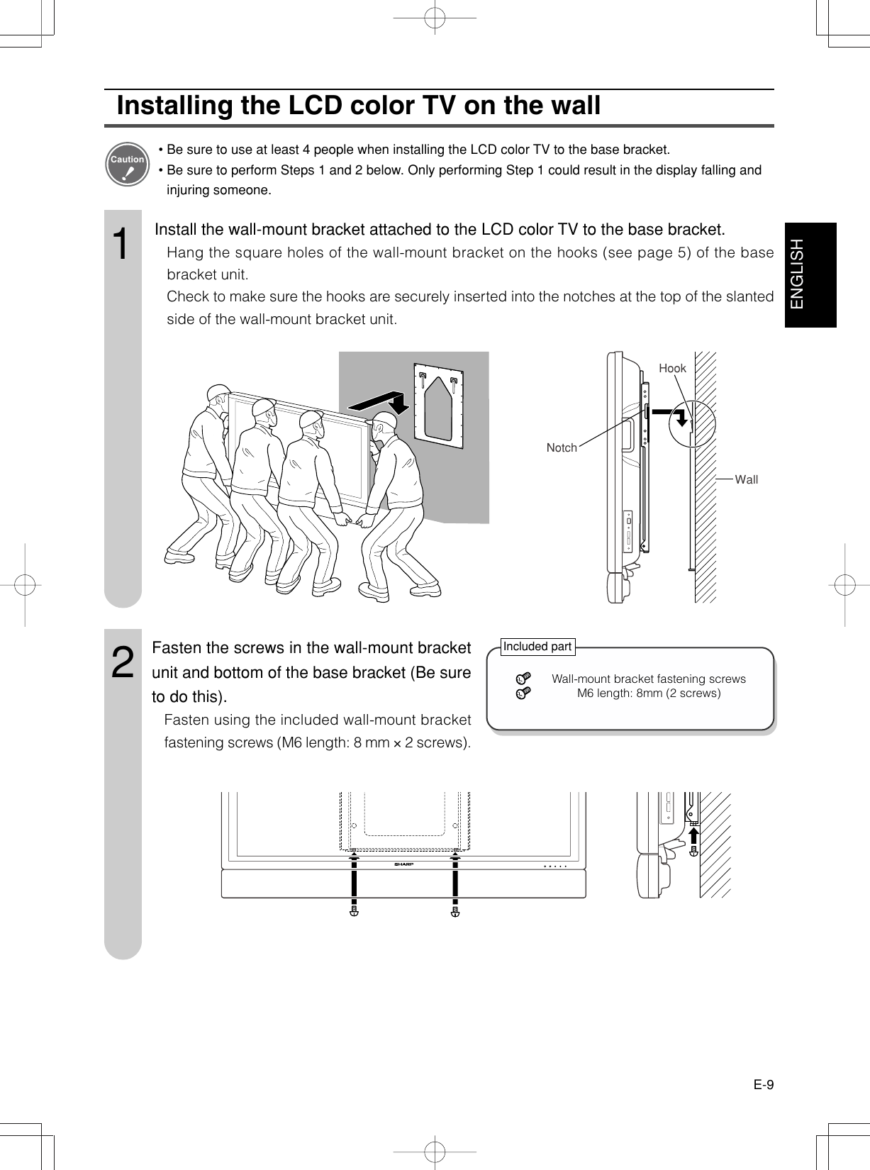 Page 10 of 11 - Sharp Sharp-Lc-65Ge1-Users-Manual- AN-65AG1 Wall-Mount Bracket Installation Guide  Sharp-lc-65ge1-users-manual