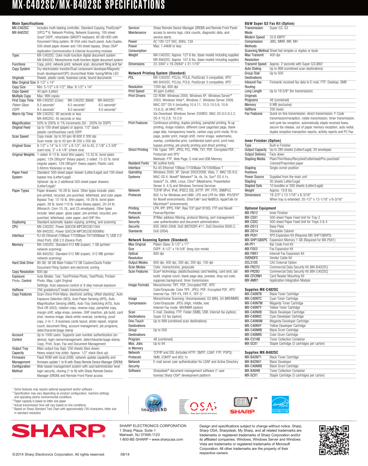 Page 2 of 2 - Sharp Sharp-Mx-B402Sc-Specification-Sheet-  Sharp-mx-b402sc-specification-sheet