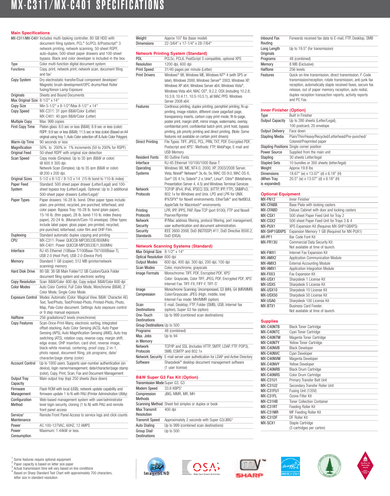 Page 11 of 12 - Sharp Sharp-Mx-C311-Brochure- MX-C311 | MX-C401 Brochure  Sharp-mx-c311-brochure