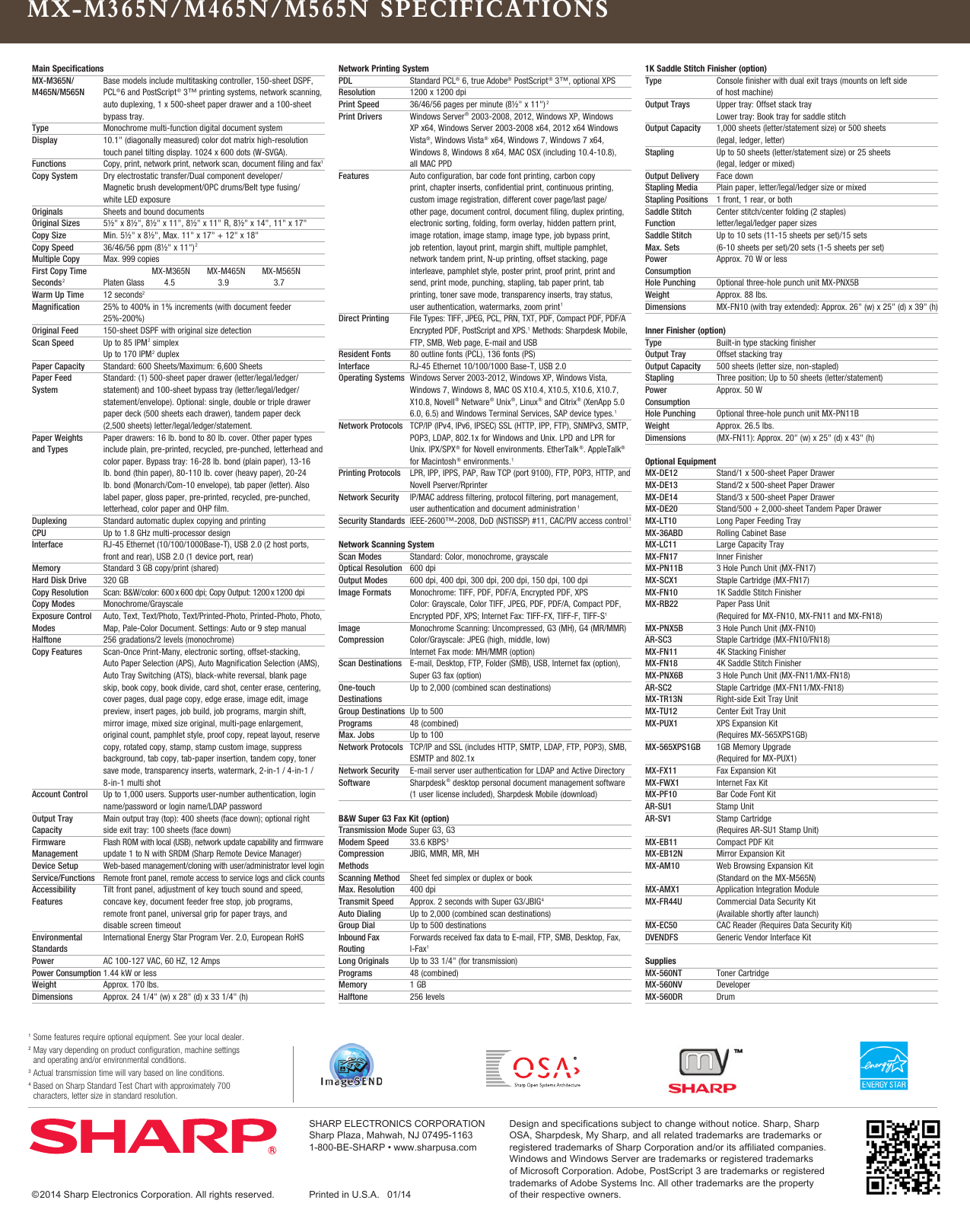 Page 2 of 2 - Sharp Sharp-Mx-M365N-Specification-Sheet- Sharp-mx-m365n-specification-sheet