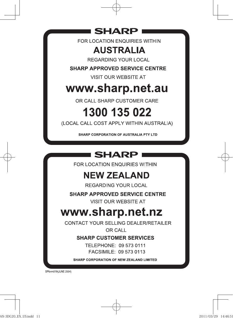 Page 11 of 12 - Sharp Sharp-Sharp-3D-Glasses-An-3Dg20-Users-Manual- AN-3DG20_EN_US  Sharp-sharp-3d-glasses-an-3dg20-users-manual