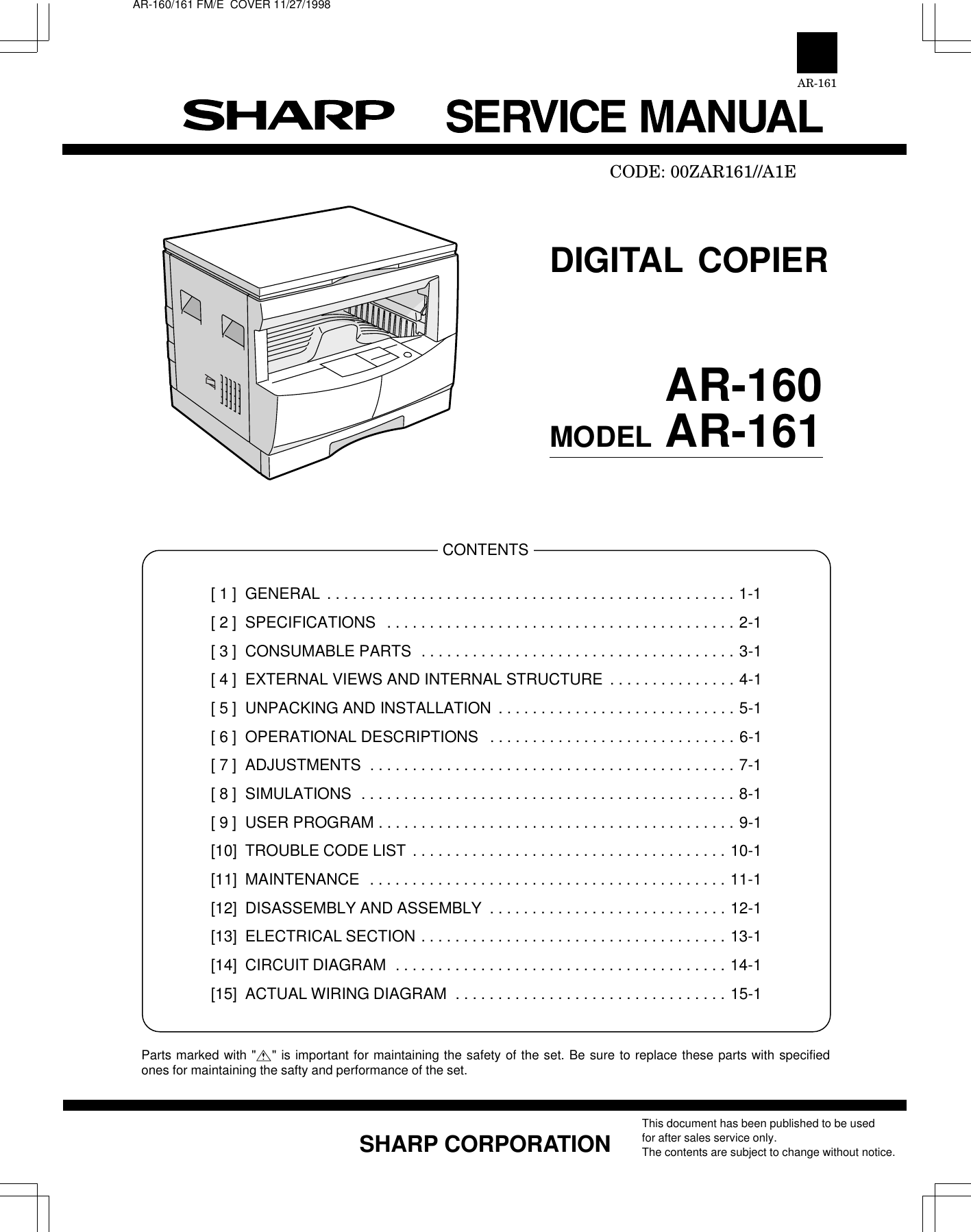 Service manual pdf. МФУ Sharp ar5015. Sharp ar 5015n. Сервис мануал Sharp 5316. Sharp 5020.