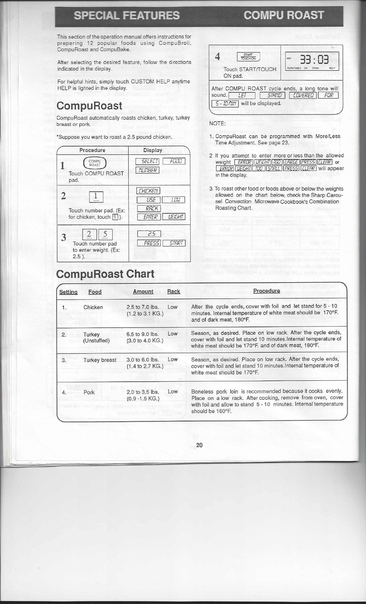 CDK!J"1lill
rft'iEI
I
25.00
I
I
pRESS
I,[
-'5""TRR""t
n
l
PREHERT
After cook cycle is completed, 1 long tone will sound
and [
Er:J
I
will
be
displayed.
19
![