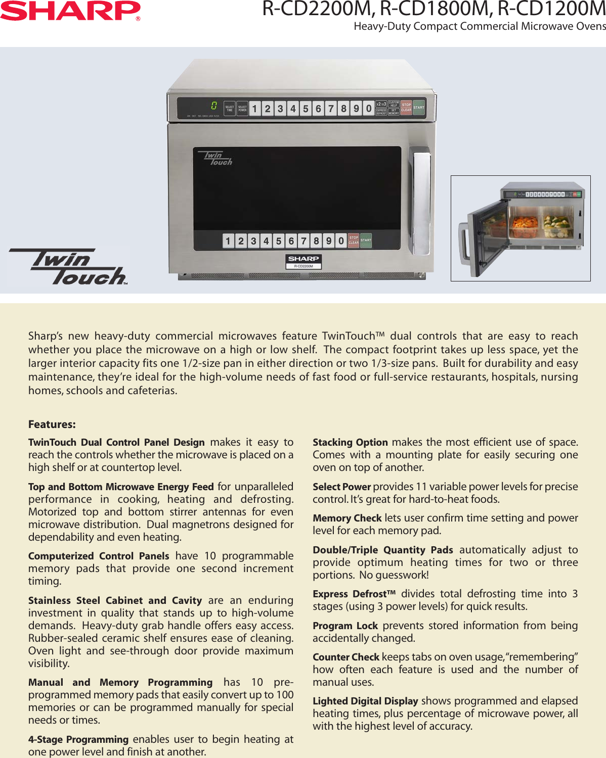 Page 1 of 2 - Sharp Sharp-Sharp-Microwave-Oven-R-Cd1200M-Users-Manual- R-CD1200M | R-CD1800M R-CD2200M Operation Manual  Sharp-sharp-microwave-oven-r-cd1200m-users-manual