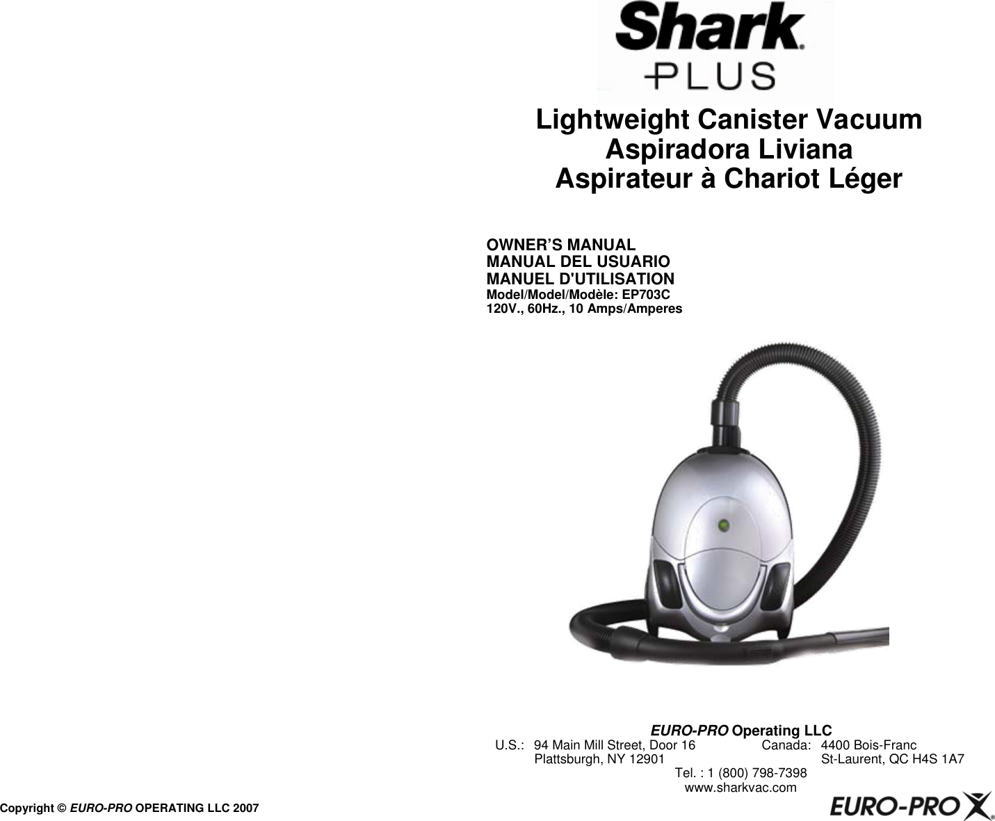 Sharp Vacuum Cleaner Ep703C Users Manual 1