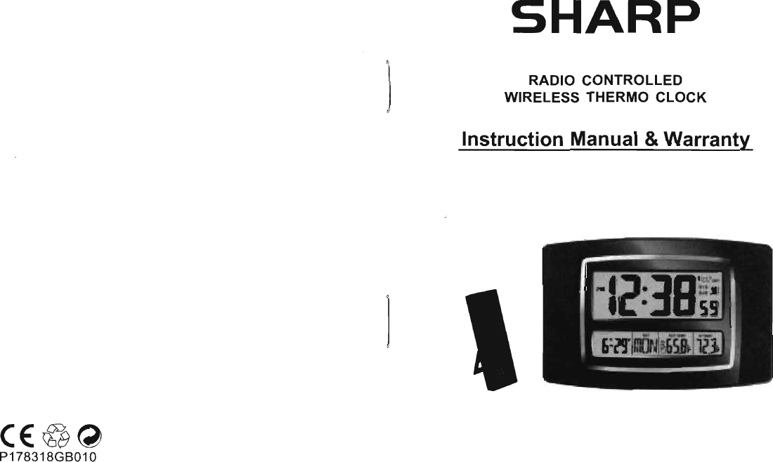 Page 1 of 10 - Sharp Sharp-Spc900-Owners-Manual SPC900 Radio Controlled Atomic Thermo Clock