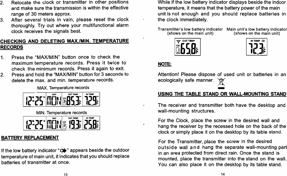 Page 8 of 10 - Sharp Sharp-Spc900-Owners-Manual SPC900 Radio Controlled Atomic Thermo Clock