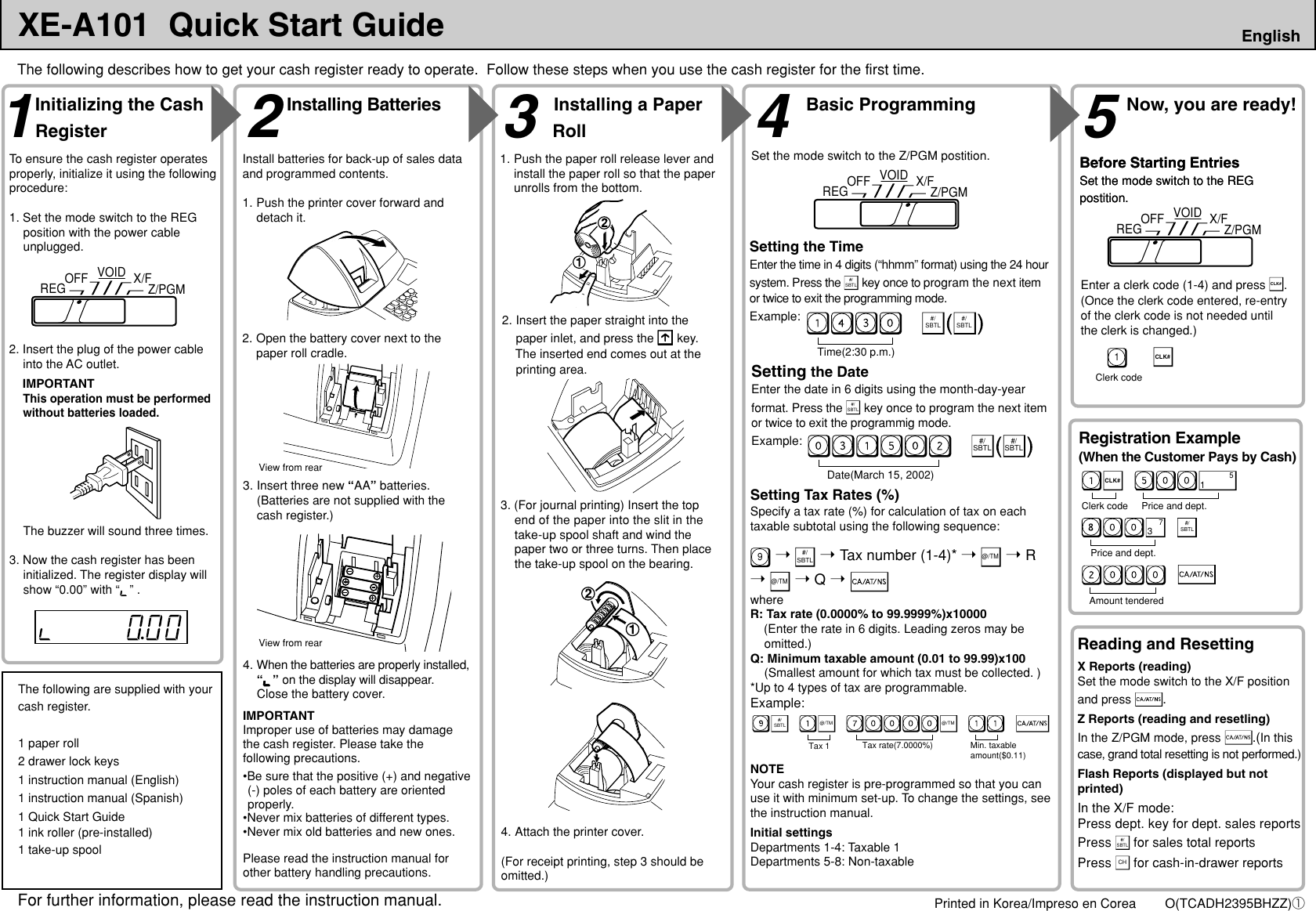 Page 1 of 1 - Sharp Sharp-Xe-A101-Quick-Guide- XE-A101 Quick Start Guide  Sharp-xe-a101-quick-guide