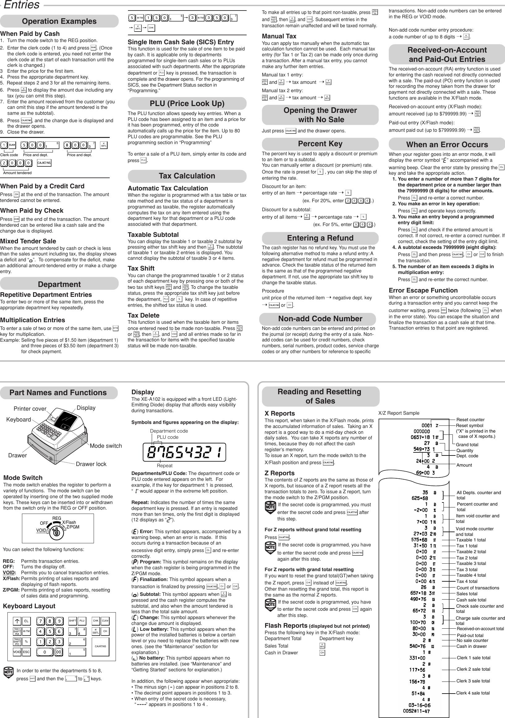 Page 2 of 6 - Sharp Sharp-Xe-A102-Owners-Manual- XE-A102 Operation Manual  Sharp-xe-a102-owners-manual