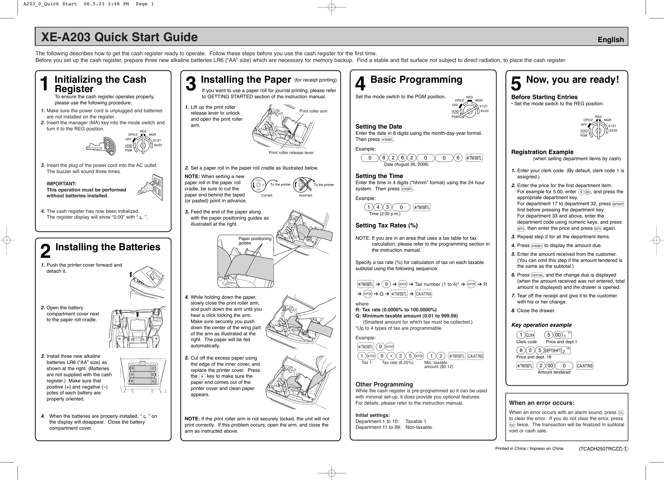 Page 1 of 2 - Sharp Sharp-Xe-A203-Quick-Guide- XE-A203 Quick Start Guide  Sharp-xe-a203-quick-guide