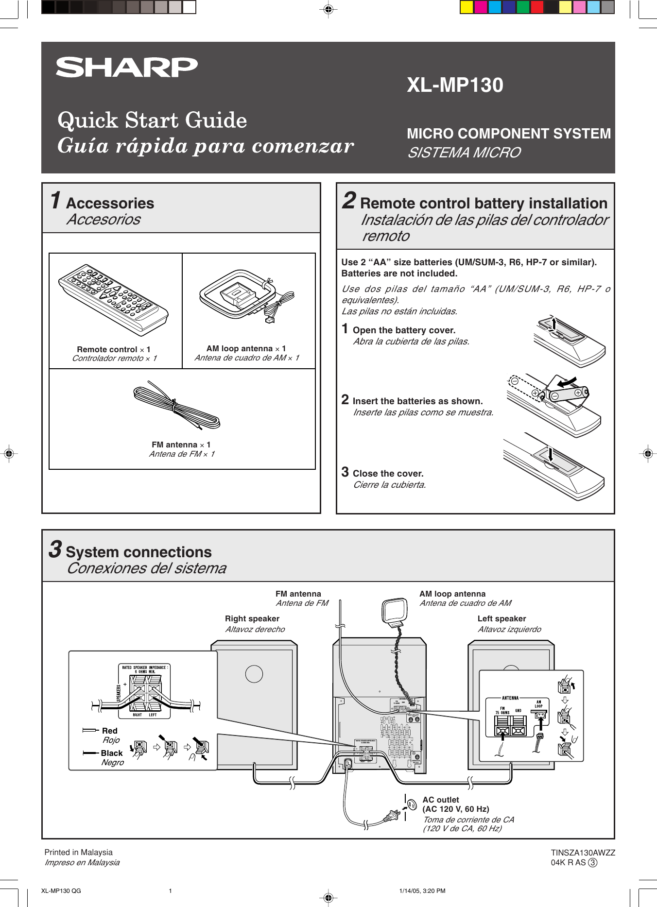 Sharp Xlmp130 Quick Guide Xl Mp130 Start