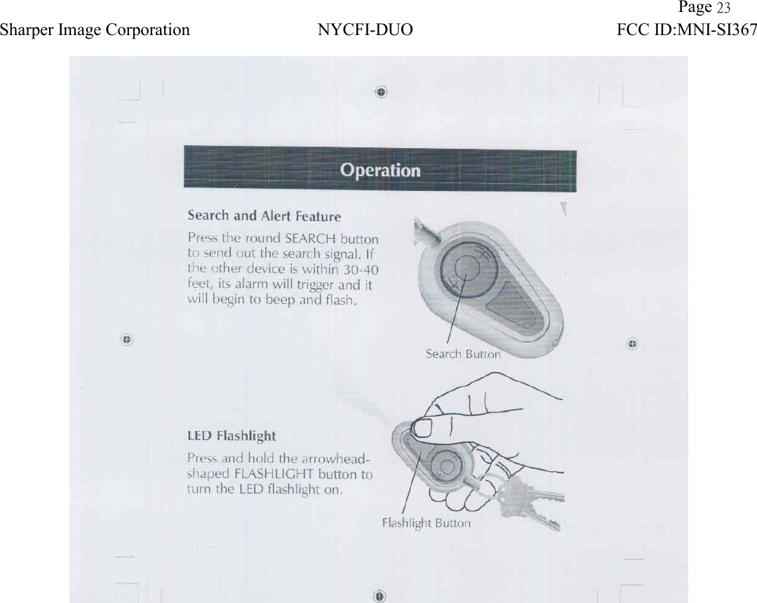                Page 23 Sharper Image Corporation NYCFI-DUO FCC ID:MNI-SI367    