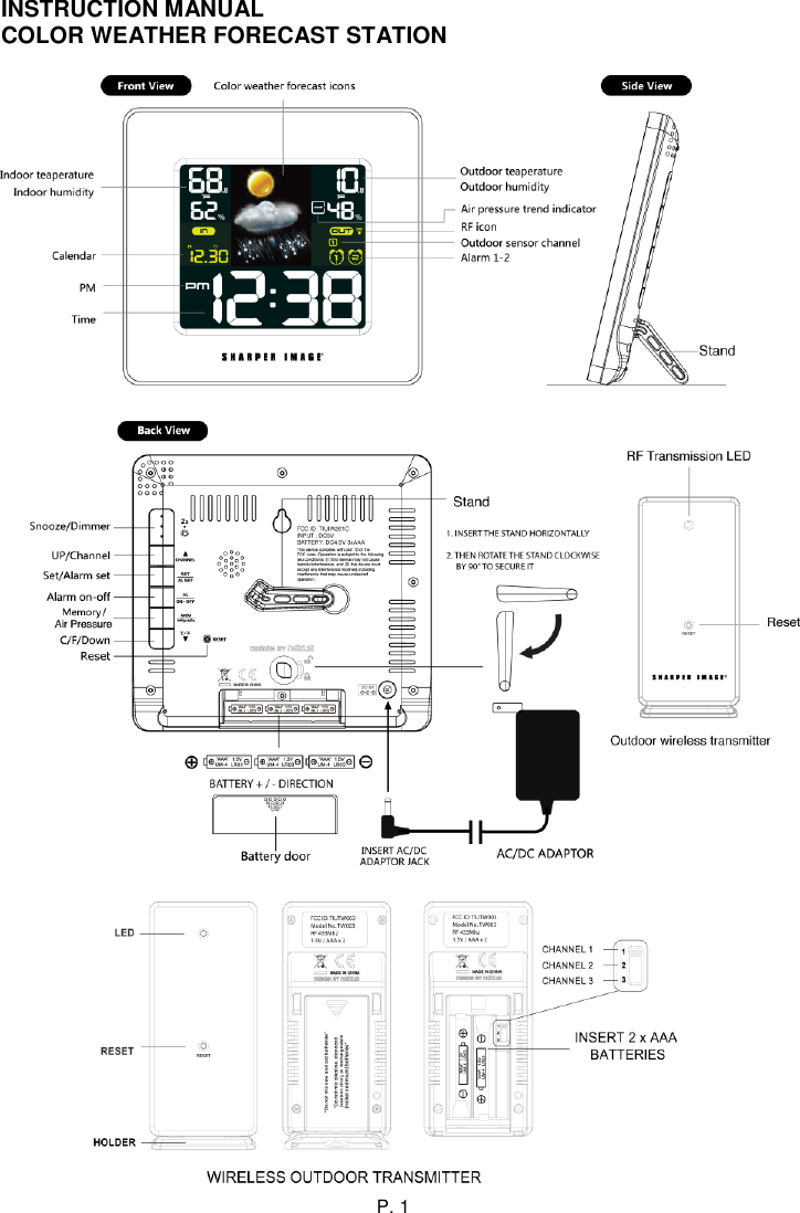 Page 1 of 9 - Sharper Image INSTRUCTION MANUAL OF IW001-WF-JJY  204059