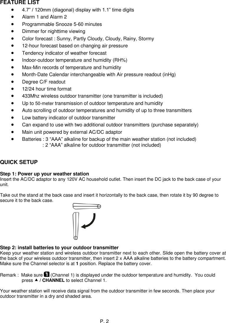 Page 2 of 9 - Sharper Image INSTRUCTION MANUAL OF IW001-WF-JJY  204059