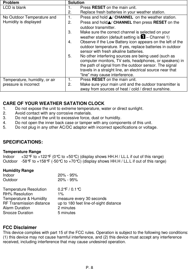 Page 8 of 9 - Sharper Image INSTRUCTION MANUAL OF IW001-WF-JJY  204059