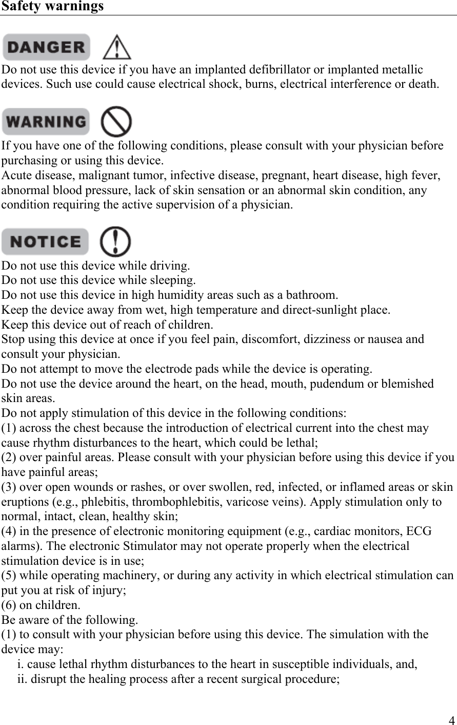 Page 4 of 11 - Sharper Image - 204058 TENS Unit-Manual  205073