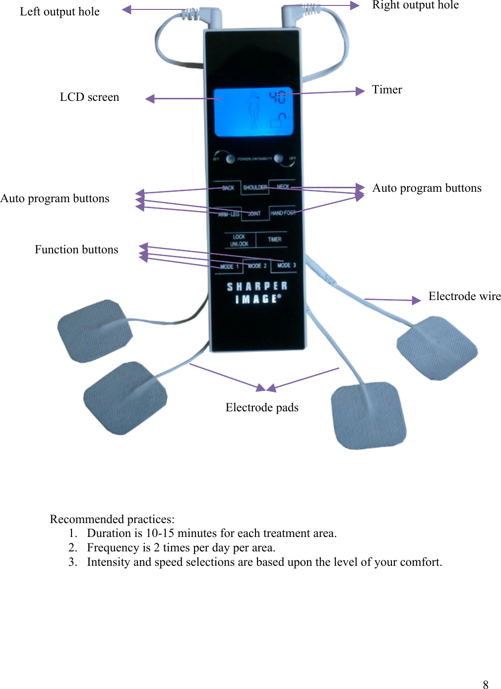 Page 8 of 11 - Sharper Image - 204058 TENS Unit-Manual  205073