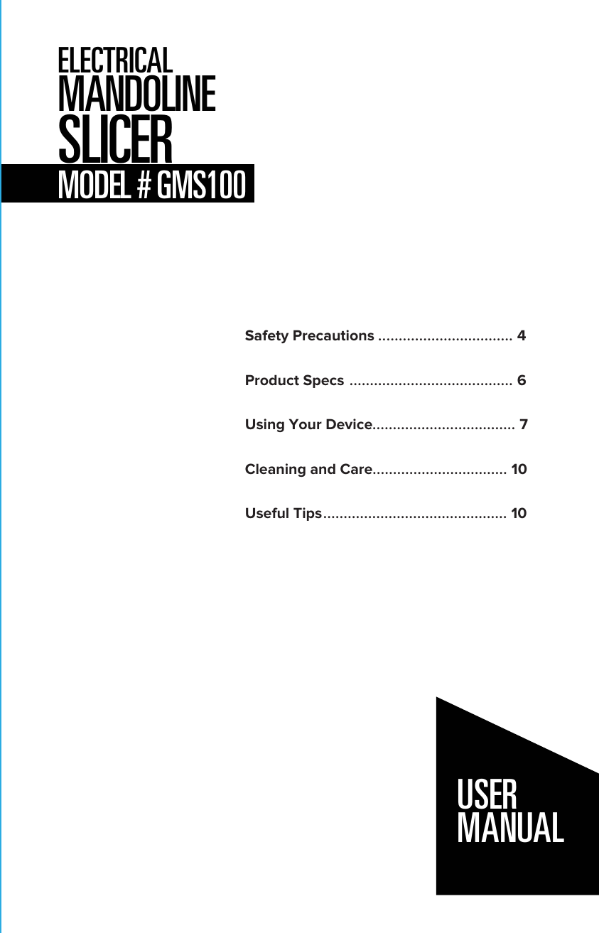 Page 2 of 6 - Sharper Image Mandoline Slicer User Manual  205449