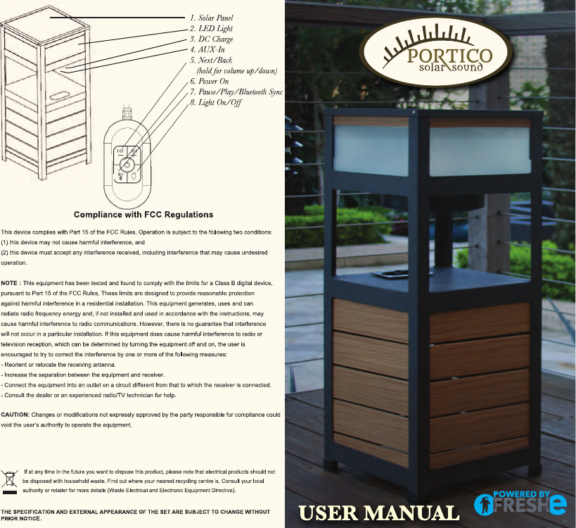 Page 1 of 2 - Sharper Image Portico Manual  205920