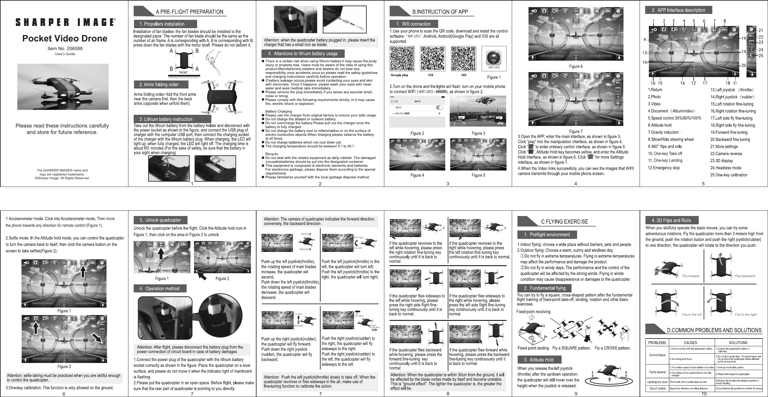 Sharper Image Qst1811 Folding Drone Userguide 206088