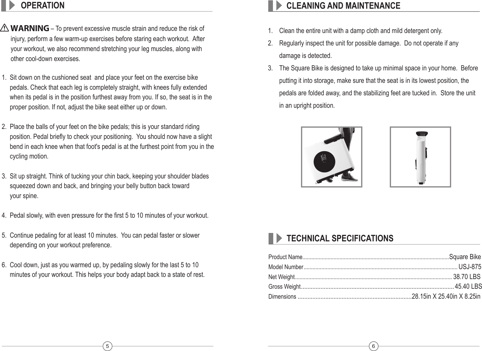 Page 5 of 6 - Sharper Image Square Bike Manual_USJ-875  206295