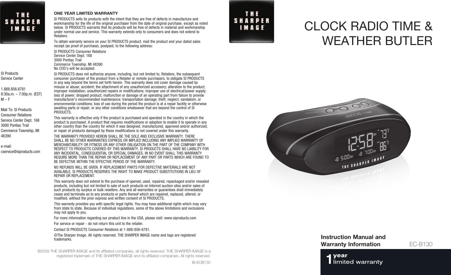 Page 1 of 6 - Sharper-Image Sharper-Image-Ib-Ecb130-Users-Manual- Sharper-image-ib-ecb130-users-manual