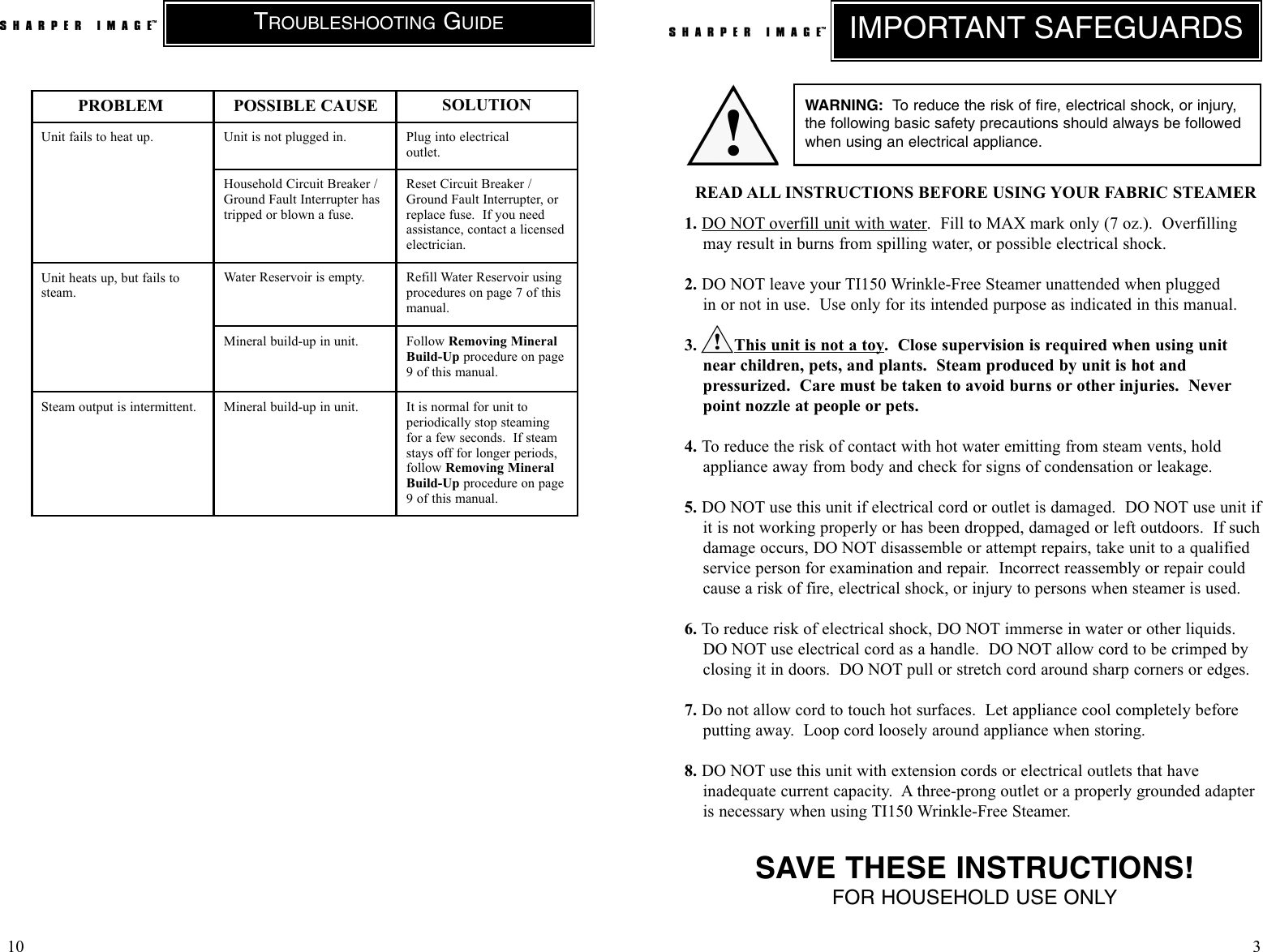 Page 3 of 6 - Sharper-Image Sharper-Image-Ti150-Users-Manual- TI150_IM_V061026x  Sharper-image-ti150-users-manual