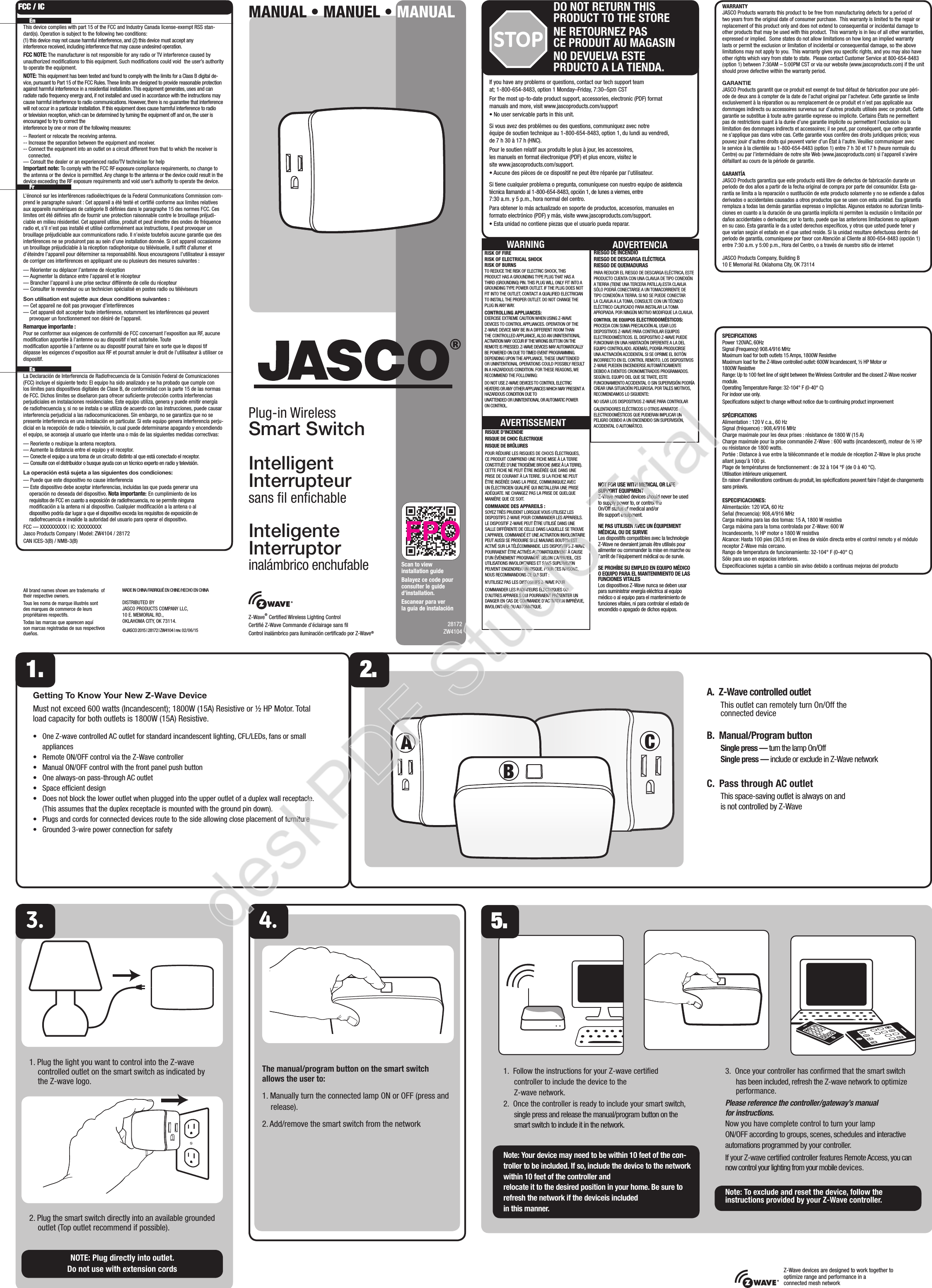 Sheenway Asia ZW4104 Zwave Mid Size Plugin Switch User Manual 1 of 2