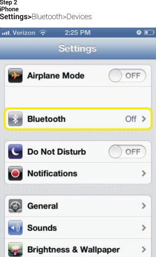 iPhoneSettings&gt;Bluetooth&gt;DevicesStep 2