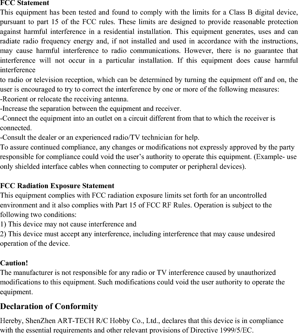 SHENZHEN ART-TECH R/C HOBBY CO.,LTD