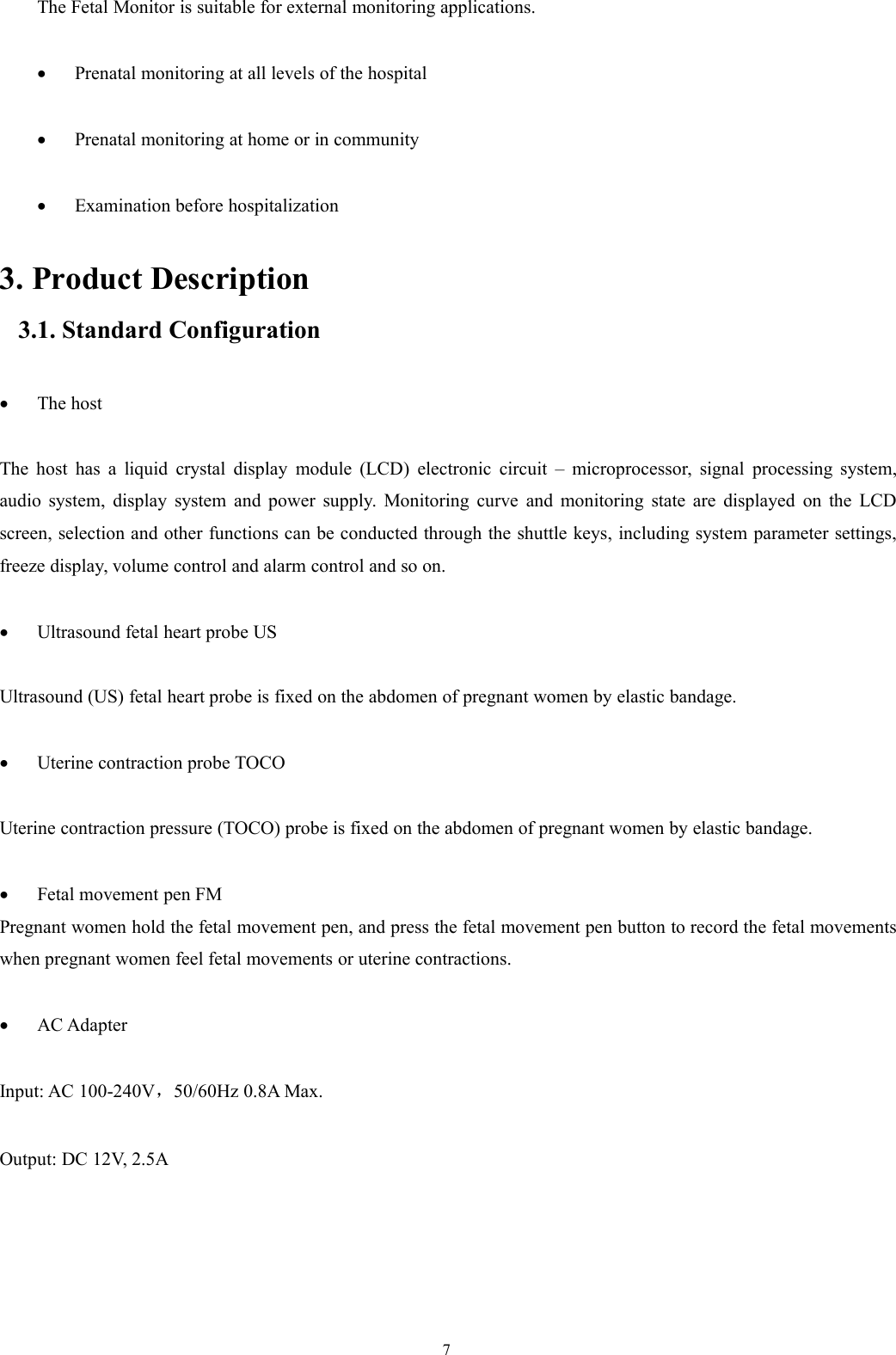 Page 12 of ShenZhen Jumper Medical Equipment JPD300ETX Fetal Monitor User Manual 