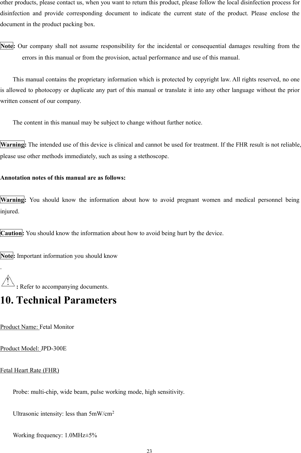 Page 28 of ShenZhen Jumper Medical Equipment JPD300ETX Fetal Monitor User Manual 