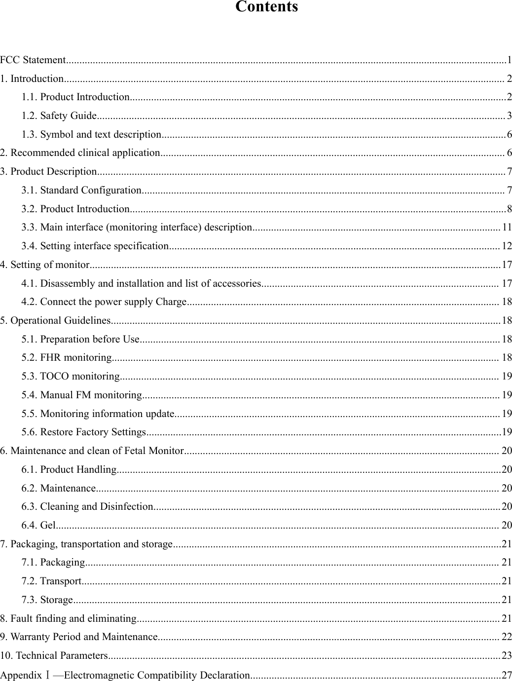 Page 5 of ShenZhen Jumper Medical Equipment JPD300ETX Fetal Monitor User Manual 