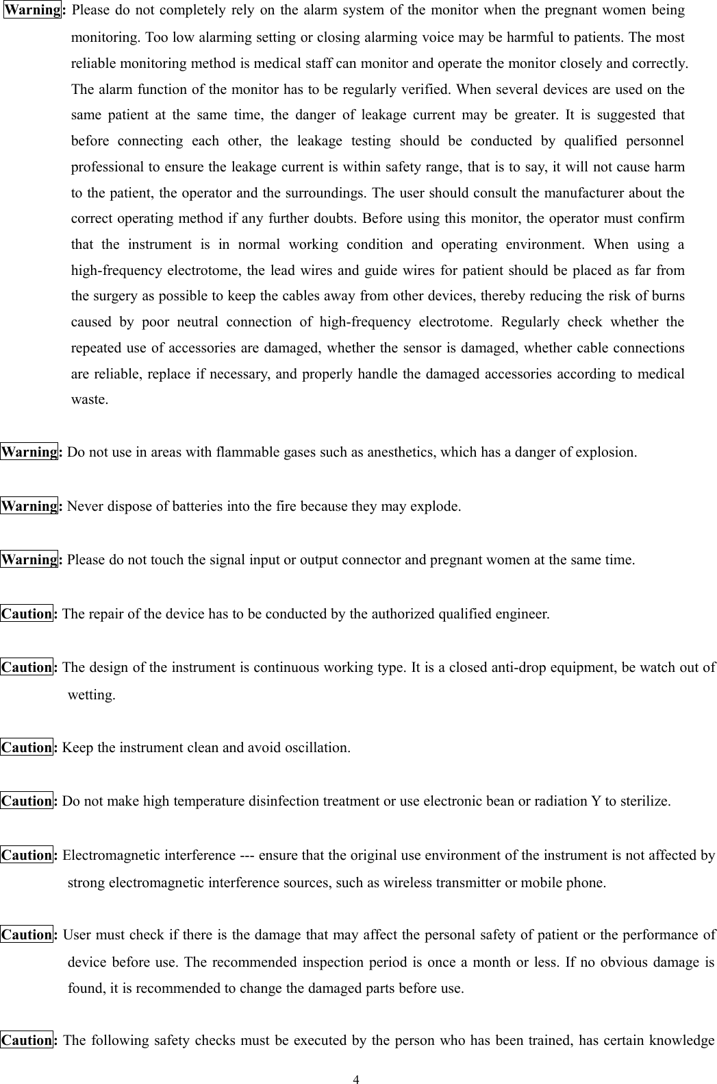 Page 9 of ShenZhen Jumper Medical Equipment JPD300ETX Fetal Monitor User Manual 