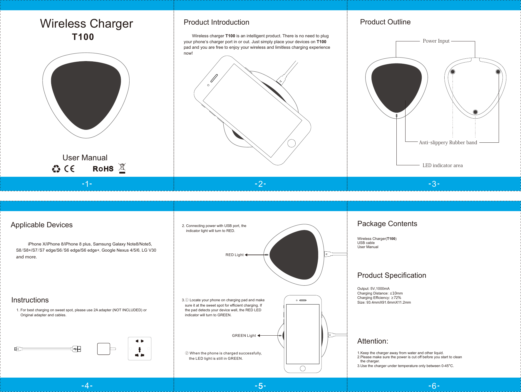 Page 1 of ShenZhen KaiXingHui Technology T100 Wireless Charger User Manual                      1