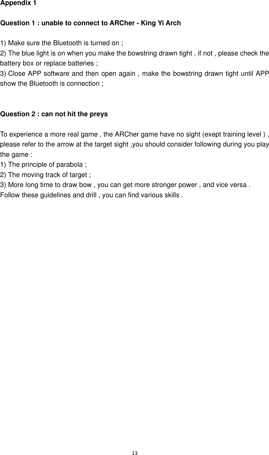 Page 13 of ShenZhen Super Global Electronics ARA-02 AR GAME GUN/ARCHER User Manual x