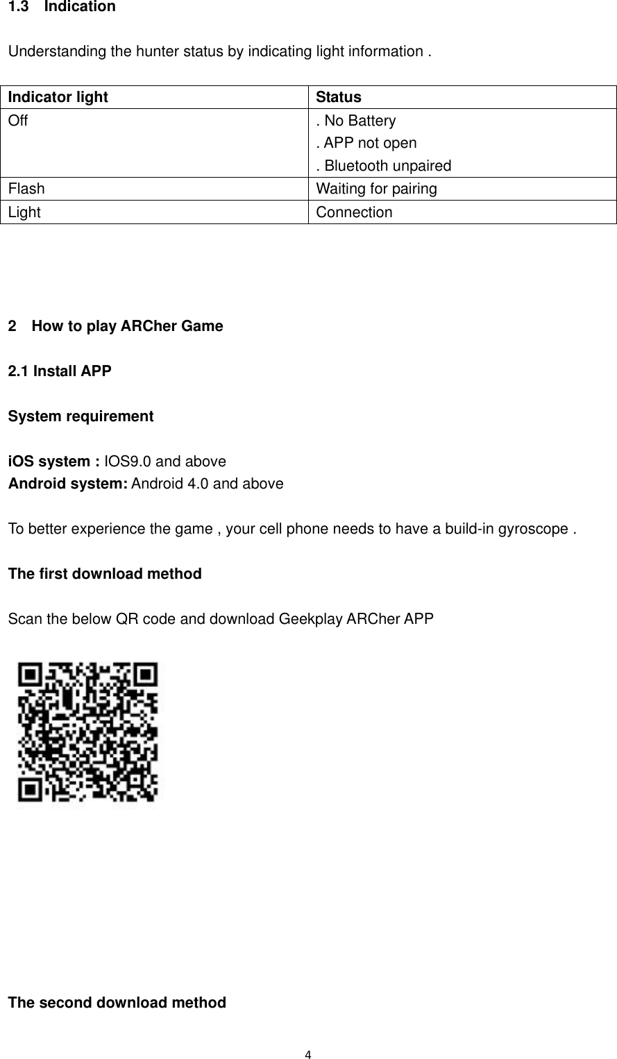 Page 4 of ShenZhen Super Global Electronics ARA-02 AR GAME GUN/ARCHER User Manual x