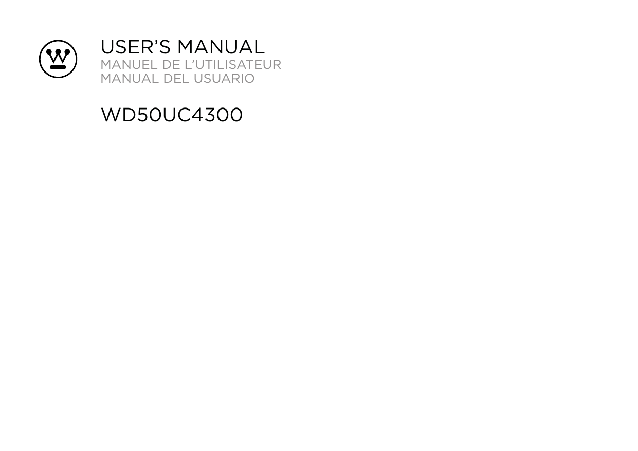 USER&rsquo;S MANUALMANUEL DE L&rsquo;UTILISATEURMANUAL DEL USUARIOWD50UC4300