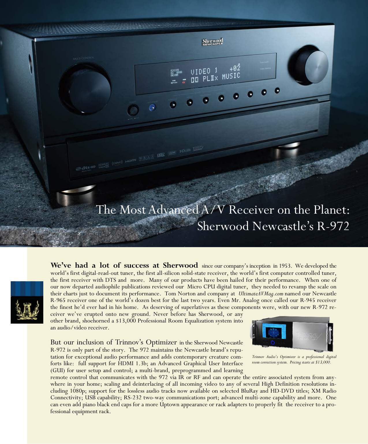 Page 1 of 4 - Sherwood Sherwood-Newcastle-Rs-232-Users-Manual- NC R972 4-page Brochure RGB  Sherwood-newcastle-rs-232-users-manual