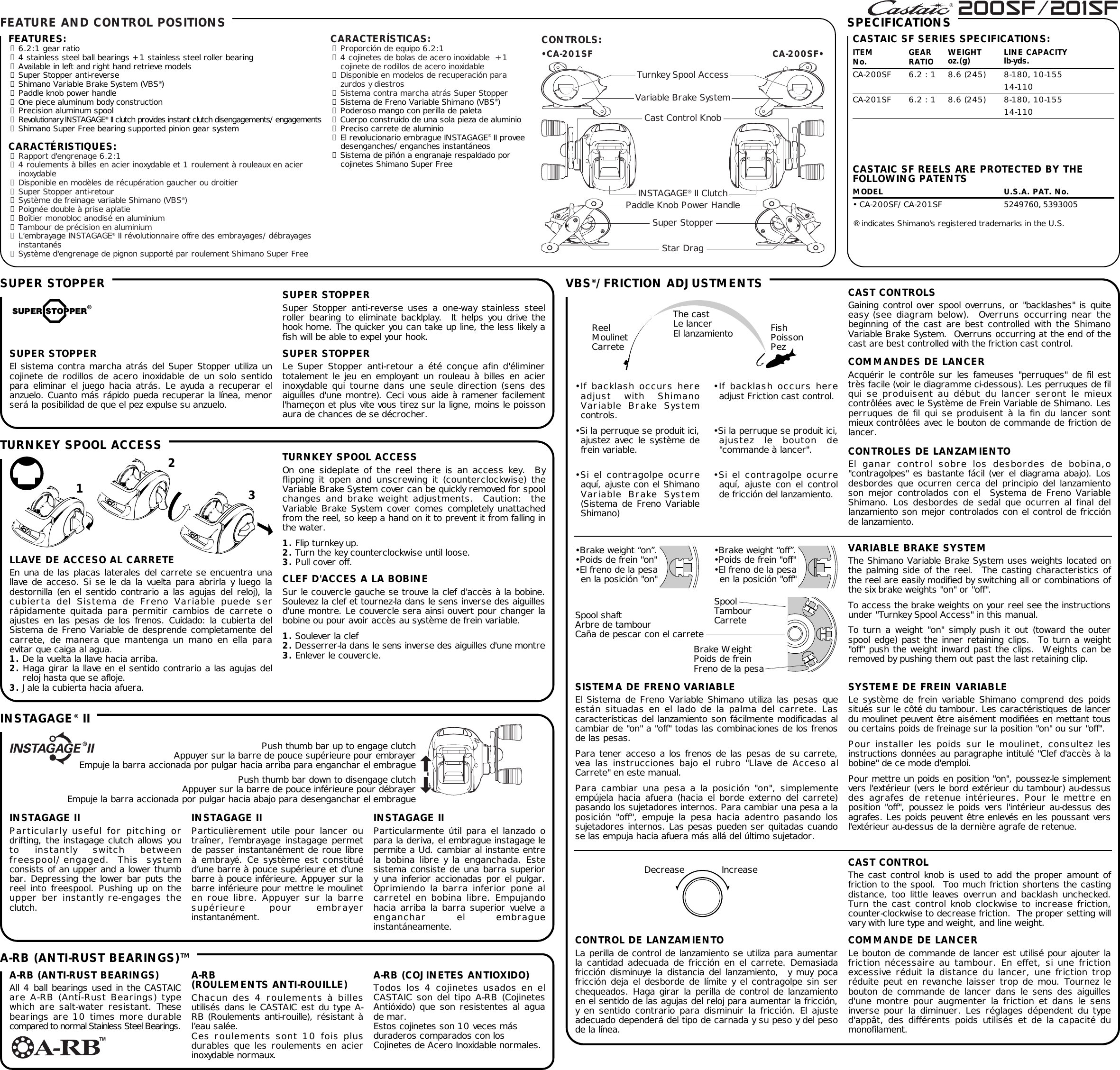 Shimano 200Sf Users Manual