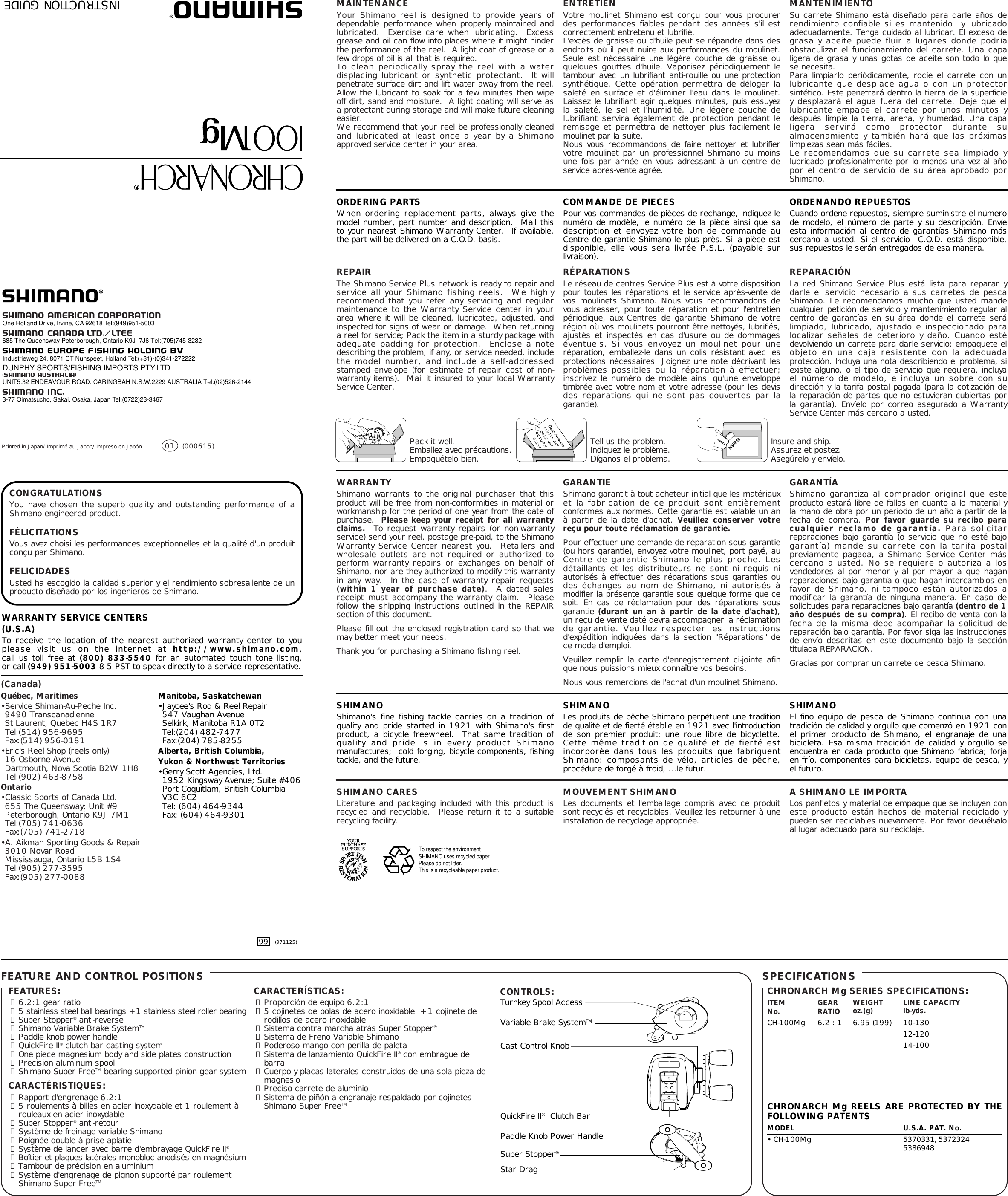 Page 1 of 2 - Shimano Shimano-Shimano-Fishing-Equipment-Users-Manual-  Shimano-shimano-fishing-equipment-users-manual