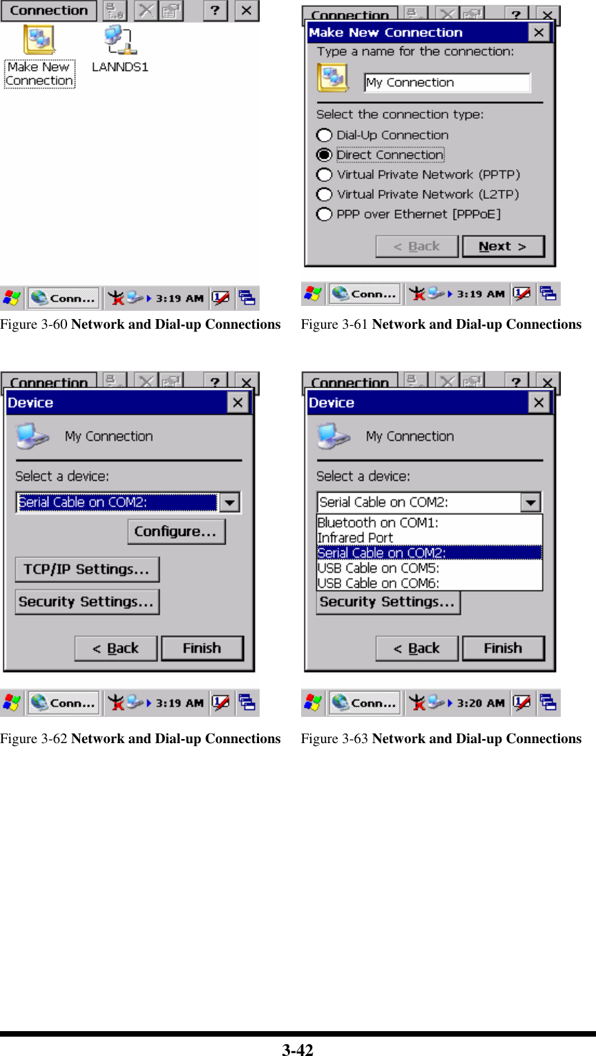  3-42   Figure 3-60 Network and Dial-up Connections Figure 3-61 Network and Dial-up Connections       Figure 3-62 Network and Dial-up Connections Figure 3-63 Network and Dial-up Connections 